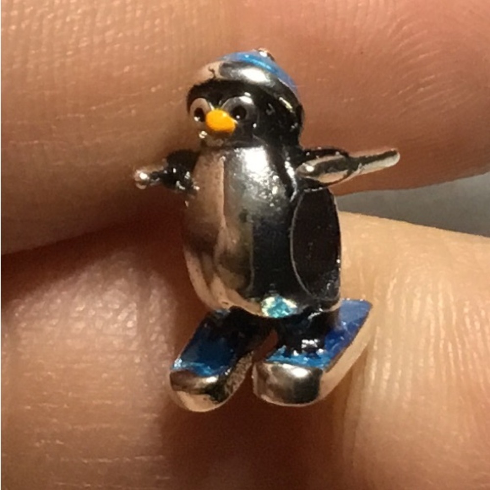 Winter Penguin Skiing Charm Pandora Style